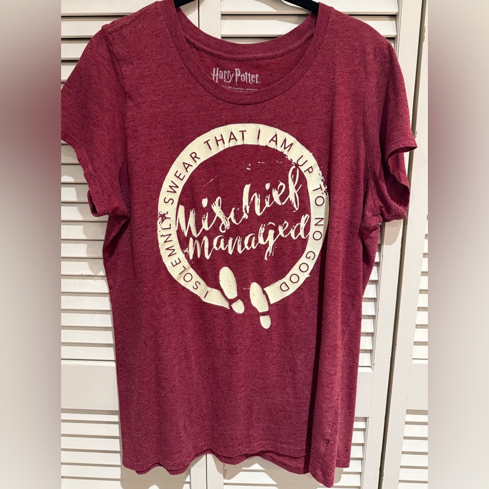 Harry Potter Burgundy Mischief Managed Tee